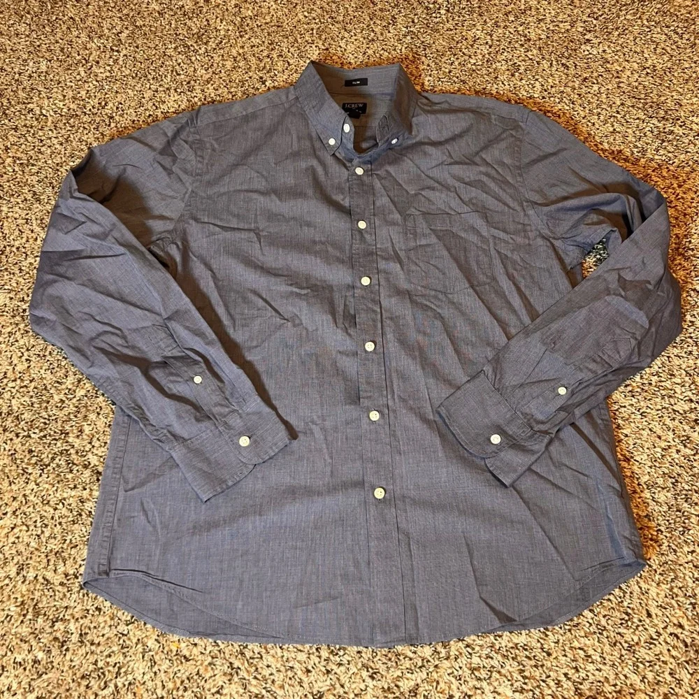J.Crew Flex Washed Button‎ Down Shirt Slim Fit Long Sleeve Casual Mens L
